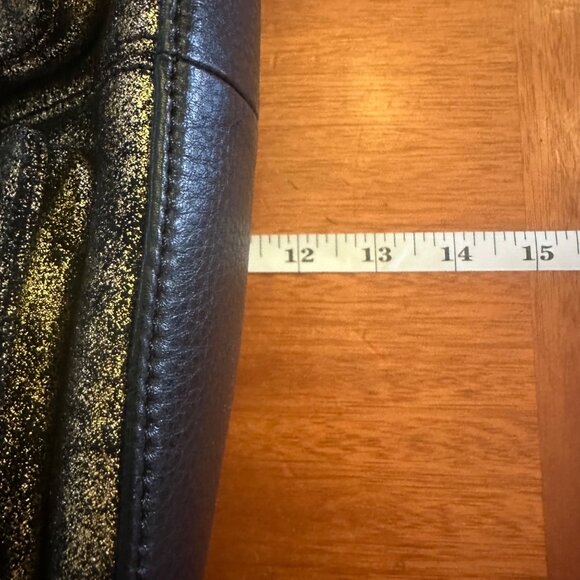 Aimee Kestenberg Black & Gold Leather Handbag With Zipper Pockets - Picture 7 of 9